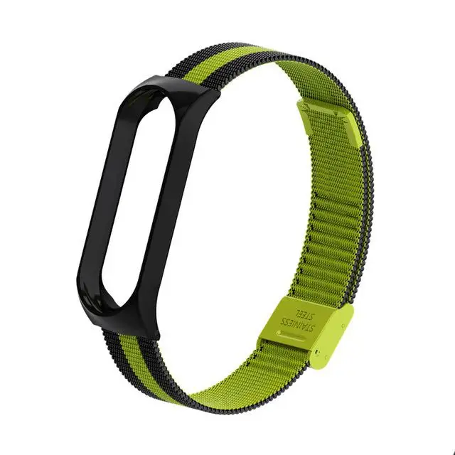 Браслет для mi Band 3 ремешок на запястье металлический Безвинтовой из нержавеющей стали для Xiao mi band 3 ремешок Studyset mi band 3 браслеты - Цвет: Black green