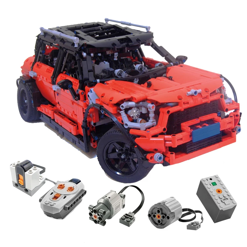 C248 With motor Строительные блоки серии Technic MOC 3644 Мини Купер земляк S строительные блоки игрушки для детей создатели машины детские подарки игрушки - Цвет: C248 With motor