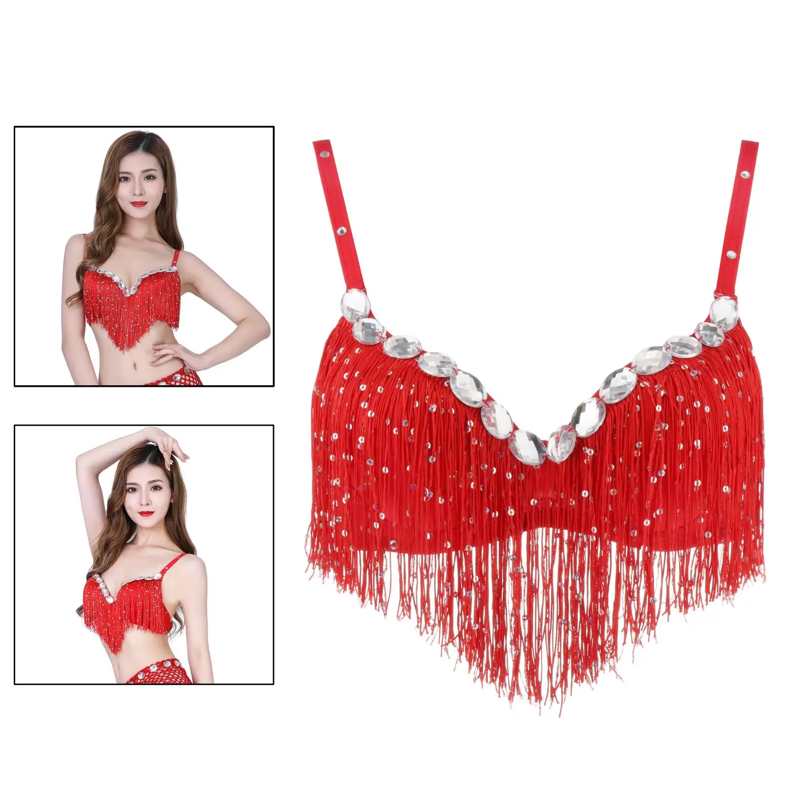 Halter Top Belly Dance Bra Sexy Latin Dance Party Costumes Sequin Tassel Stage Performance Top Sequin for Women