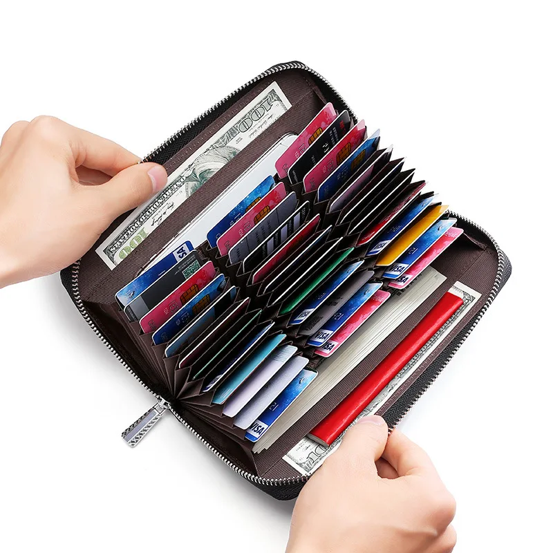 

Масло воск из воловьей кожи RFID Бумажник держатель для карт, Длинный кошелек, многофункциональный держатель для карт большой Ёмкость держатель для карт ID держатель сумка для монет