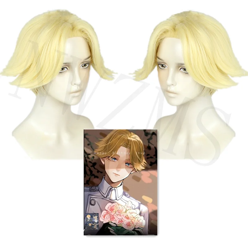 

Tokyo Revengers Inui Seishu Cosplay Wig New Characters Short Upturned Golden Hair Anime Heat Resistant Fiber Hair Free Wig Cap