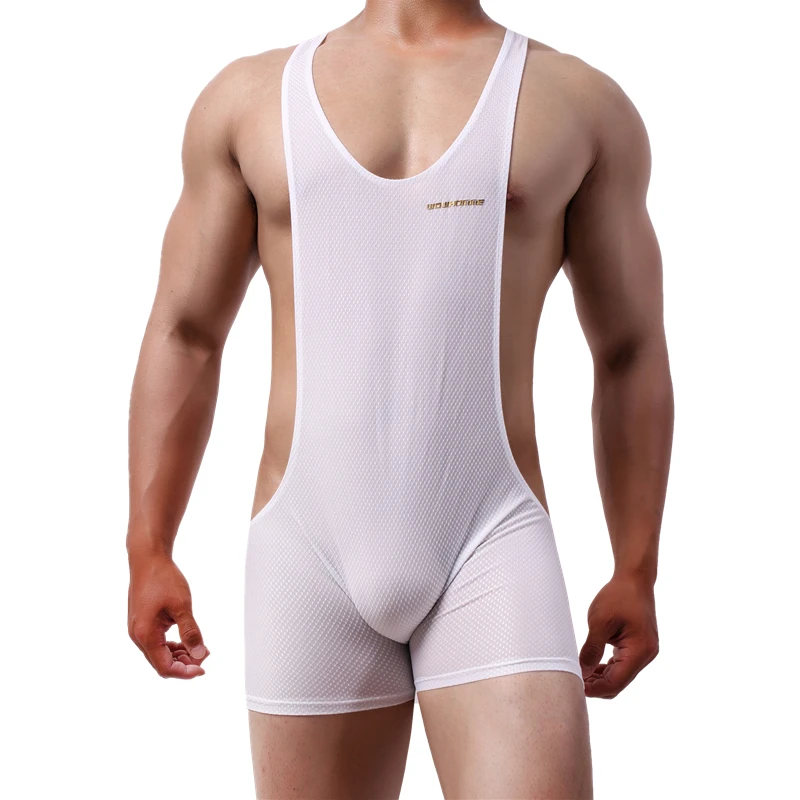 Men Undershirt Bugle Pouch Boxers Underwear Wrestling Singlet Fitness Sexy Men Bodysuit One-Piece Jumpsuit Leotard Tank Tops