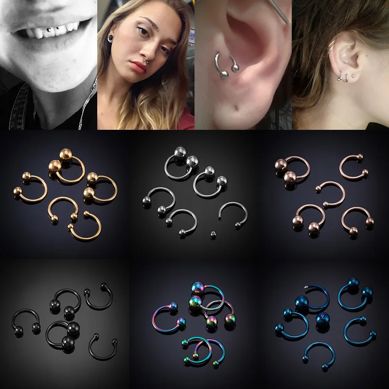 5pcs Fake Nose Ring Ear Smiley Bar Circular Barbell Earring 16g Surgical Steel r Septum Lip Piercing Nose Rings Hoop Horseshoe Body Jewelry Aliexpress