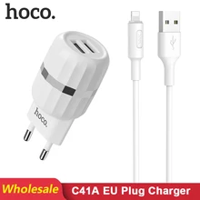 HOCO C41A 10 шт./лот 5 в 2.4A USB зарядное устройство для iPhone 11 Xs Max ЕС вилка настенное зарядное устройство адаптер для samsung Xiaomi huawei