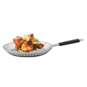 

Grill Pan with Handle Barbecue Tool Stainless Steel Roast Chicken Rack Round Leak Tray Round Oil Filter Rack