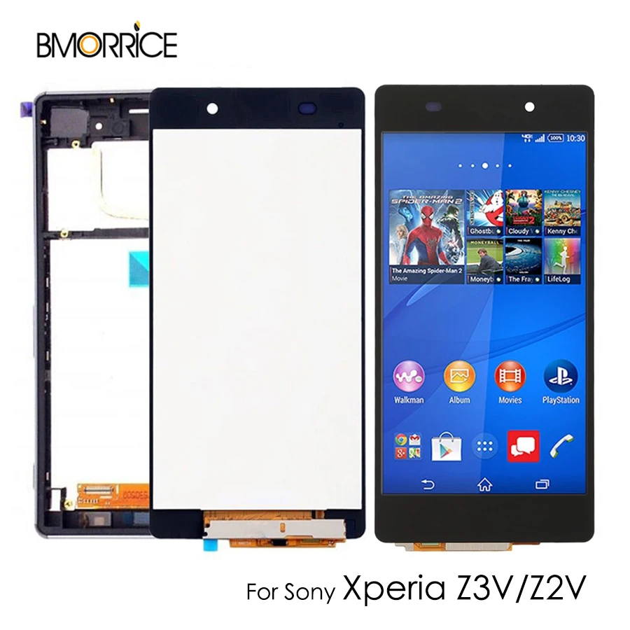 

5.2" LCD Display For Sony Xperia Z2V Z3V D6708 Touch Screen Digitizer Assembly Replacement Parts Black White With Frame
