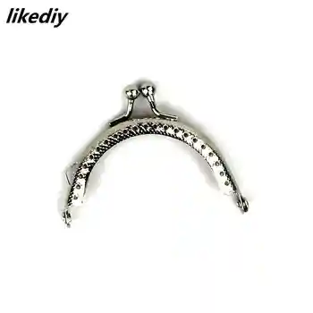 

1 piece 6.5 cm silver basic style metal purse frame Kiss clasp lock high quality DIY bag accessories