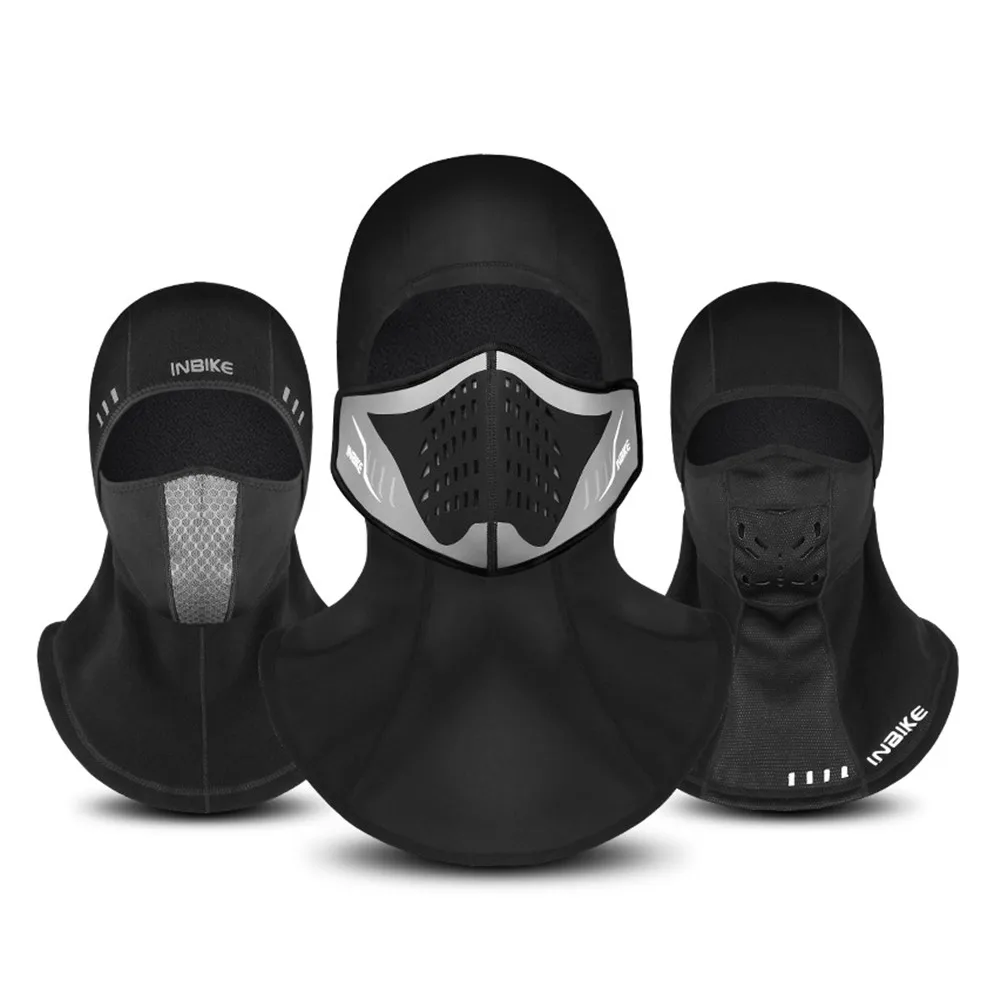 

Breathable Mouth Mask Fleece Full Face Scarf Filter Mask with Filter layer Winter Neck Cap Windproof Dustproof Black Motorcycle