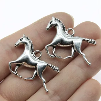 

WYSIWYG 2pcs Charms Jewelry Findings DIY Accessories Horse Pendant Antique Silver Color 32x26mm