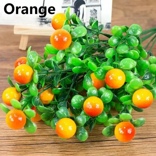 Оранжевый 1Pc 6 Branches 18 Heads Artificial Fruits Home Garden Decoration DIY Art Artificial Fruits - Цвет: Оранжевый