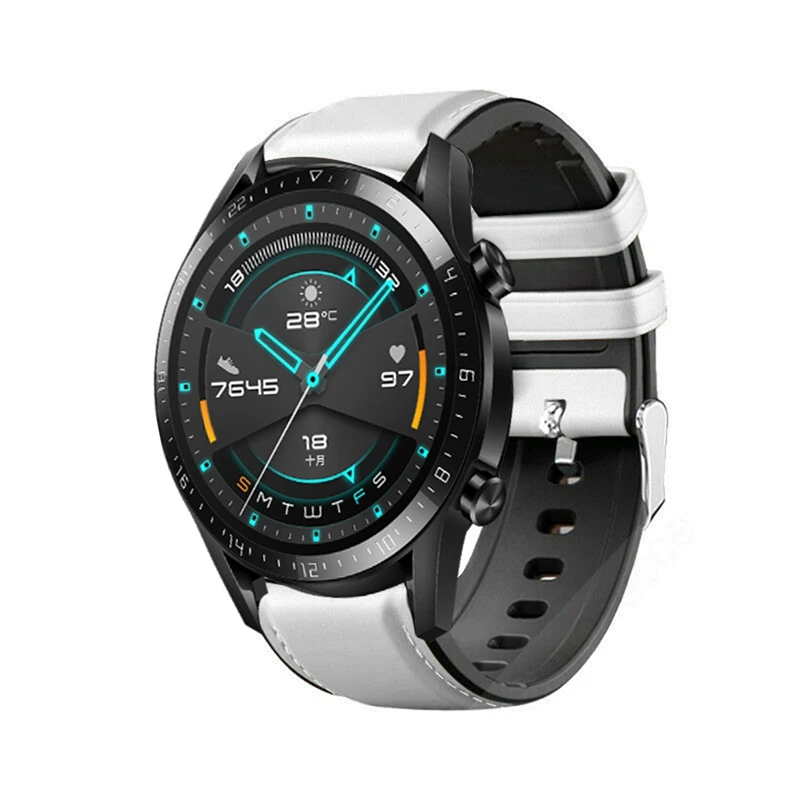 YUEDAER силиконовый+ ремешок из искусственной кожи для huawei Watch GT 2 ремешок быстросъемный ремешок для huawei Watch GT2 46 мм спортивные часы