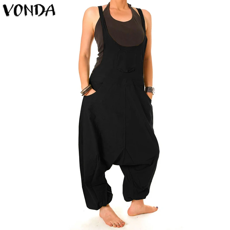 Комбинезоны для беременных 2019 VONDA летние свободные карманные костюмы для подвижных игр свободного кроя пляжные вечерние широкие брюки