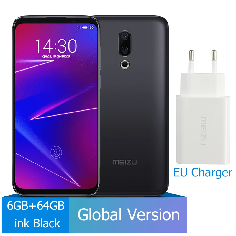 64G Black Meizu 16, 6 ГБ, 64 ГБ, глобальная версия, Смартфон Snapdragon 710, четыре ядра, мобильный телефон на фронтальной панели 20 МП, 3100 мАч, встроенный экран, отпечаток пальца - Цвет: 64G Black