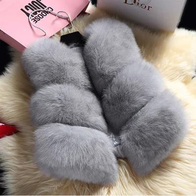 Light Gray Женский жилет из искусственного меха норки, большие размеры 3XL,, зимний жилет из искусственного меха, жилетка розового цвета, теплый синтетический кролик, Женское пальто из искусственного лисьего меха - Цвет: Light Gray