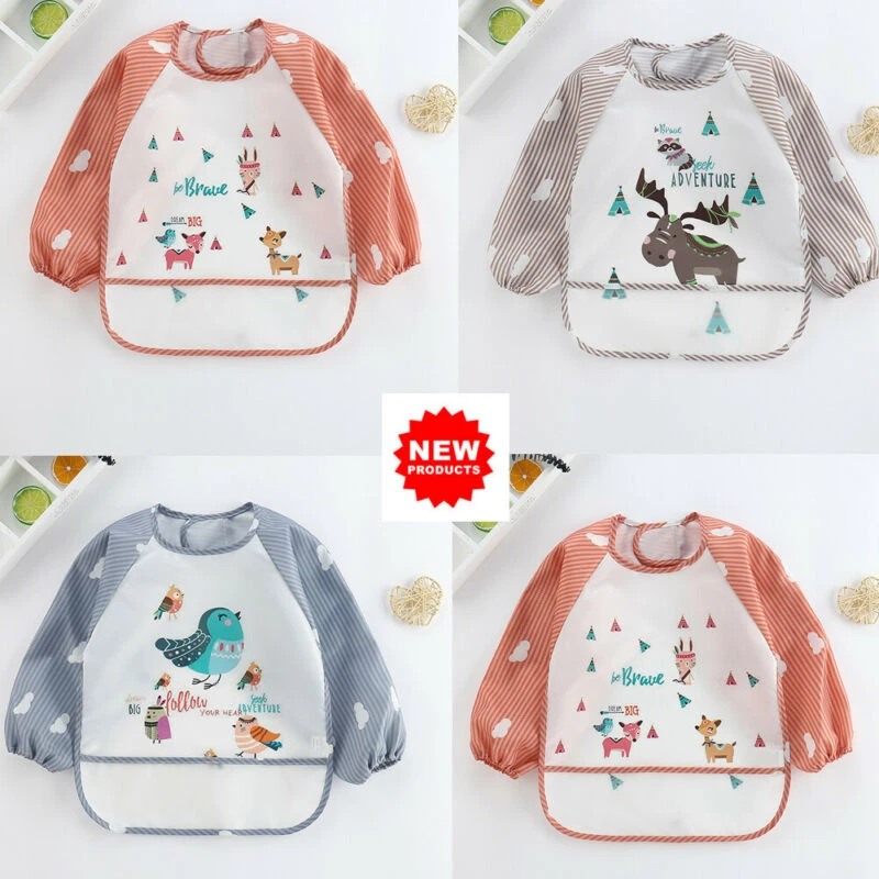 Pudcoco Bavoir D Alimentation Pour Bebe Et Enfant Tablier En Tissu Impermeable A Manches Longues Avec Capteur De Nourriture Aliexpress