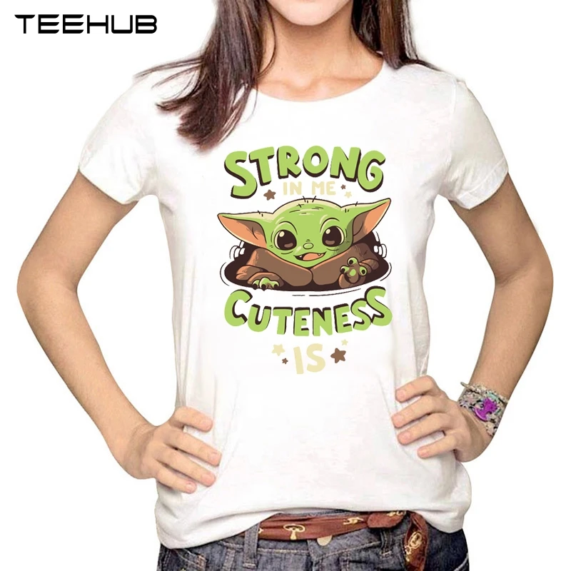 

2019 Women New STAR WARS Cute Yoda Baby Printed Short Sleeve T-shirt Lady Fantastic Design Tops Novelty Tees
