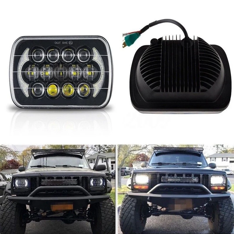 7x6 дюймов 5x7 дюймов 85 Вт Drl светодиодный проектор фары Halo Hi-Lo луч для Jeep Cherokee xj