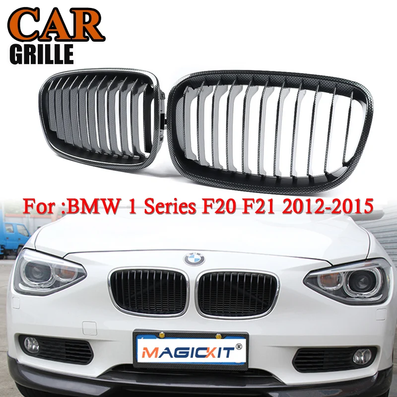

MagicKit For BMW F20 F21 2011-2015 1 Series Pair Gloss Carbon Fiber Look Front Kidney Grill Grilles Car Stying Racing Grilles