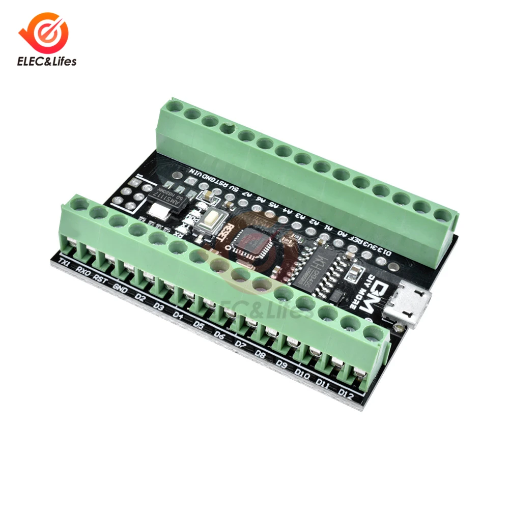 CH340 NANO V3.0 ATMEGA328P CH340G nano 3,0 V3 контроллер 2 в 1 микро USB терминал щит адаптер плата расширения для Arduino