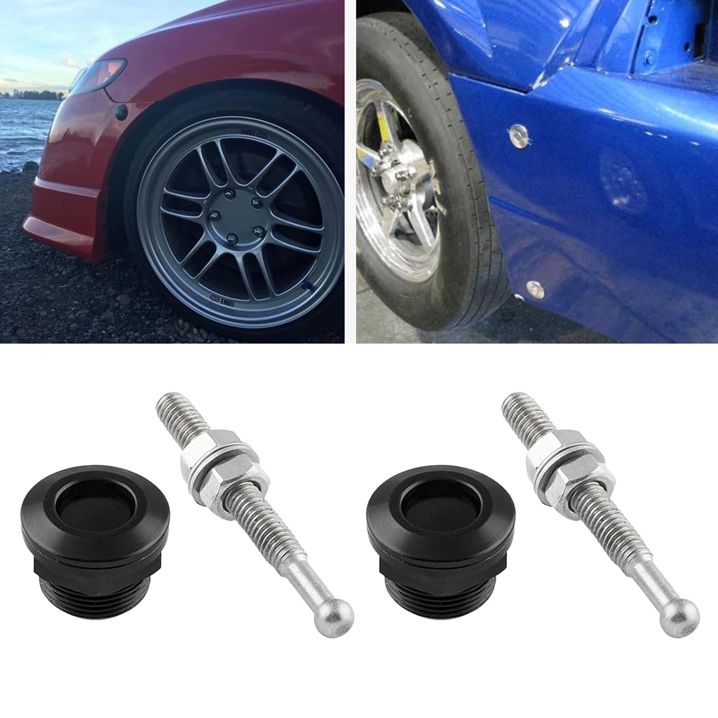 2x Universal  0.87''/ 22mm Diameter Quick Release Latch Push Button Hood Bonnet Pins Lock Clip Kit (2 Pack, Black)