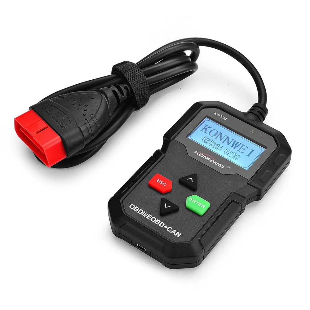 Vehemo OBD2 для KW590 Автомобильная диагностика Авто диагностический сканер инструмент автомобильный диагностический сканер проверка кода двигателя считыватель данных в реальном времени - Цвет: Black