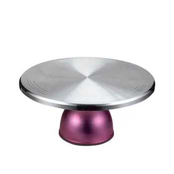

Cake Turntable Restaurant Easy Clean Decorating Stand Kitchen Smooth Aluminum Alloy Non Slip Home Displaying Baking DIY Round