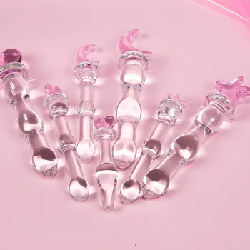 Anal Beads Pink Heart Butt Plug Glass Dildo Vaginal and  Stimulation   Sex Toys for Women 3