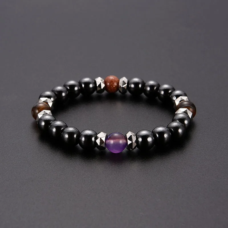 Natural Black Obsidian Hematite Stone Beads Bracelets For Magnetic Health Protection Women Jewelry Beads Bracelet For Women Men