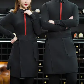 

Waiter Uniform Aprons Unisex Pockets Solid Button Up Irregular Skirts Aprons Cafe Restaurant Work Skirts Chef Costumes INCERUN
