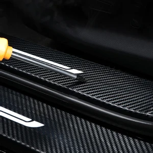 Image 3 - Car trunk protect Car sticker Carbon fiber cloth car accessories For Audi Q5 Q5L Sportback 2021Trunk anti collision sticker