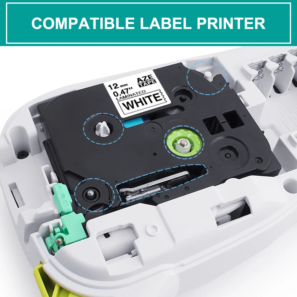 1PC TZe231 TZe-231 Tze231 Kompatibel untuk Brother Label Printer Label Tape  12Mm Label Maker PT-H110 PT-D200 Laminated Tape Tze631