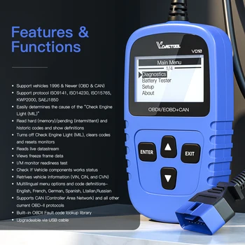 

VDIAGTOOL VD10 OBD2 Scanner Auto Diagnostic Code Reader OBD II/EOBD + CAN Multi-language Scanner Automotivo Diagnostic Tool