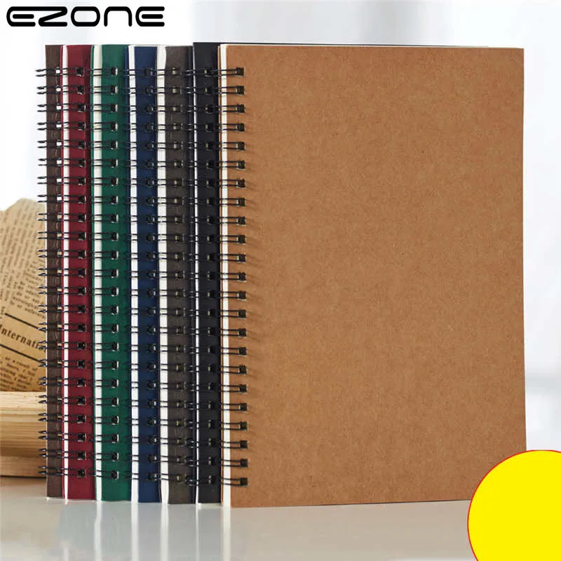 EZONE 60 Page Spiral Coil Sketchbook Kraft Paper Notebook Installed Diary School Office Stationery | Канцтовары для офиса и