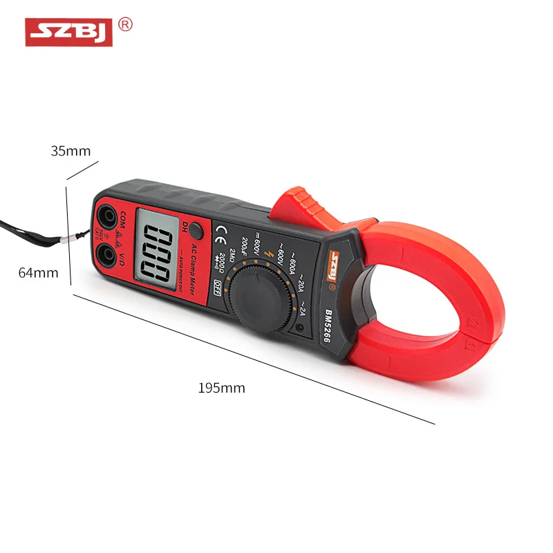 Online 1999 cuentas SZBJ BM5266 pinza de mano multímetro Digital CA CC voltios amperios capacitancia fase diodo Megger amperímetro probador
