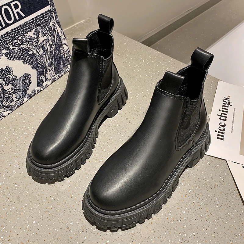 short Boots Female British Style Autumn 2021 New Fashion All-match Comfortable Thick-soled Chelsea Boots Short Boots Women