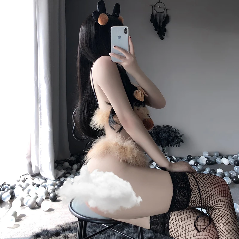 Paloli Ojbk Adorable Elk Xmas Cosplay Costumes Fuzzy Bra With Bow-knot Panties Outfit For Women Flirt Sexy Lingerie Uniform 0630 -Zentai shop online H8df6384809124ff8a6e1373069164649P.jpg