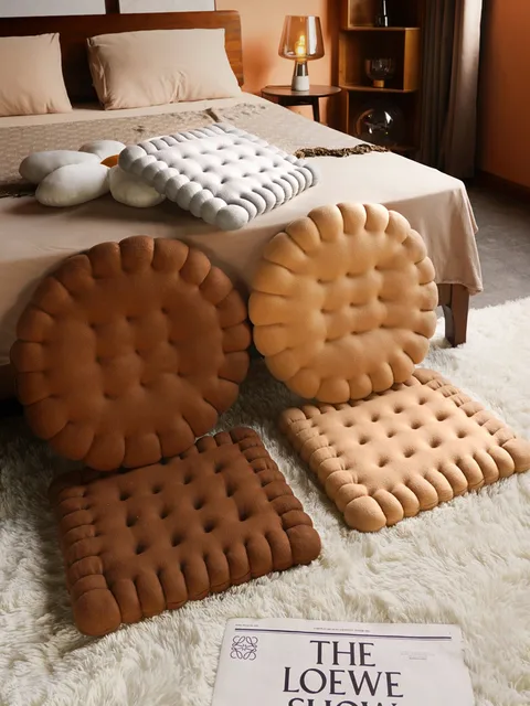 Stuffed Waffle Biscuit Cushion Office Sedentary Cushion Plush