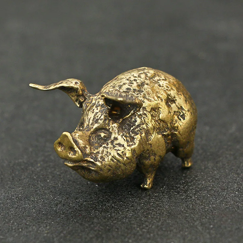 Big Flying Pig Ретро медная китайская статуя зодиака Летающая Свинья 12, украшение дома, античная латунная Статуэтка счастливого животного, маленькие настольные украшения - Цвет: Big Flying Pig