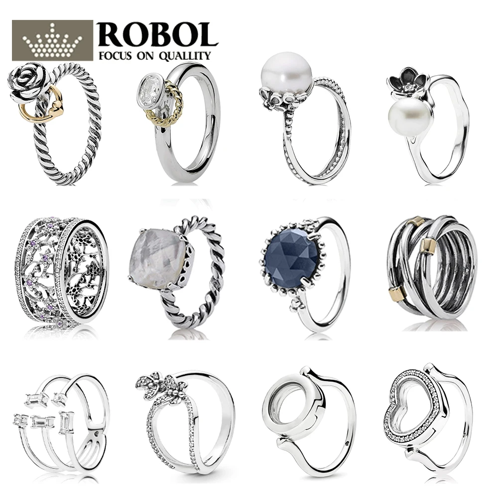 

PDB JZ 12 Original 925 Sterling Silver Fashion Personality DIY Ring with Original Logo for Women's Jewelry Gift Free Shipping