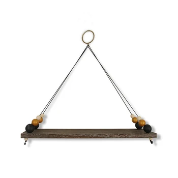 

Floating Shelves with String,Nordic Beads Board Wall Hanging Storage Shelf Kids Room Nursery Home Wall Decor
