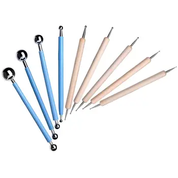 

9 Piece Ball Stylus Dotting Modeling Tools Clay Ceramics Pottery Carving Tool Embossing Sculpting Set