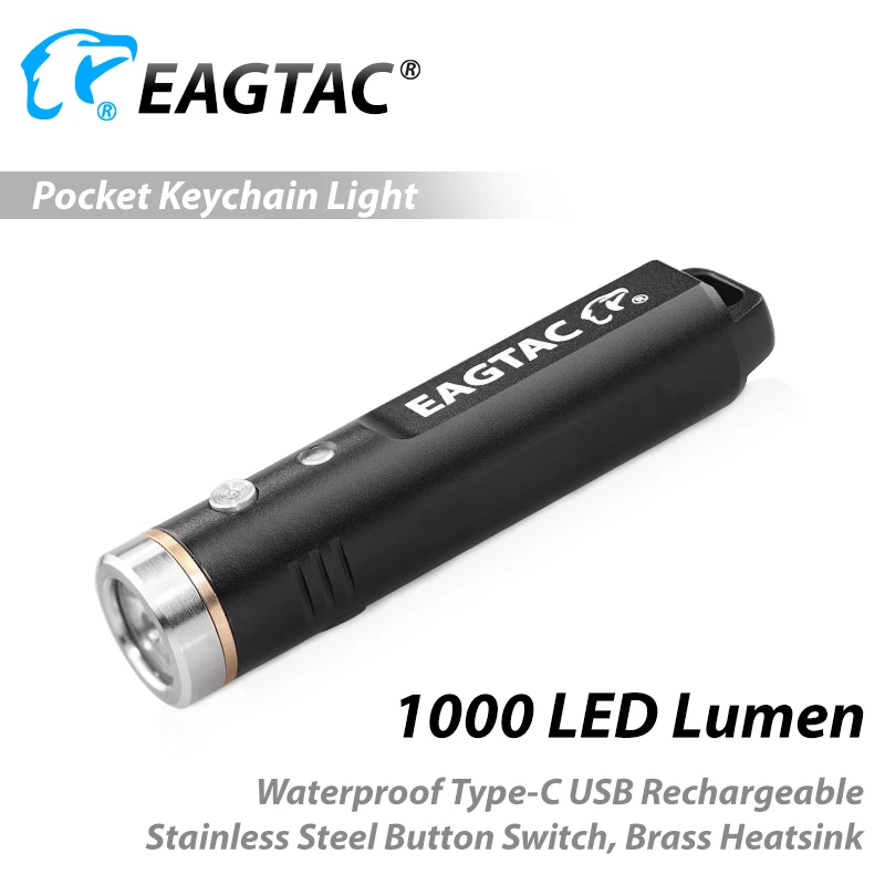 Eagtac teeny dx3e 1000 lumen sst20 cri95 usb type c充電式led懐中電灯ミニキーホルダーバックル
