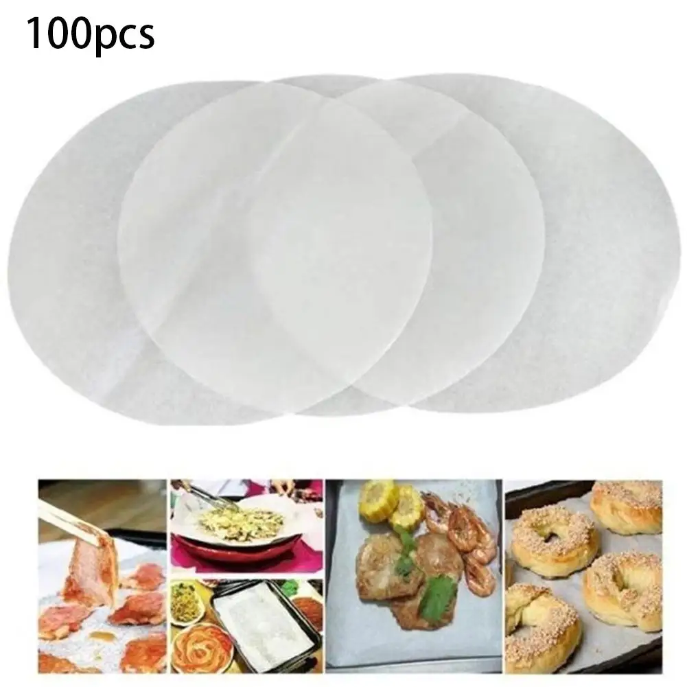 15cm-32cm 100pcs Round Baking Paper Circle Parchment Paper Liner BBQ Oven Patty Hamburger Cake Non-Stick Baking BBQ Tool