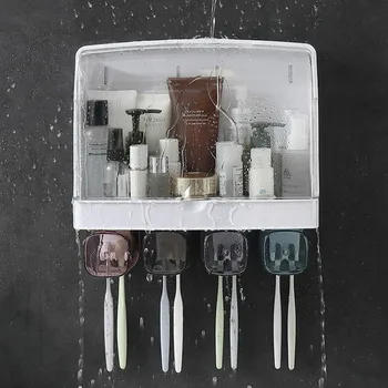

Toothbrush rack free punch wall-mounted household bathroom mouthwash cup set toothbrush storage rack WJ031511