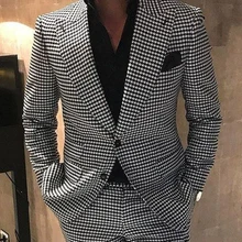 Жених смокинг с лацканами с острыми углами мужской свадебный смокинг модный мужской жакет Блейзер Мужской Выпускной ужин/Дарти костюм(пиджак+ брюки+ галстук