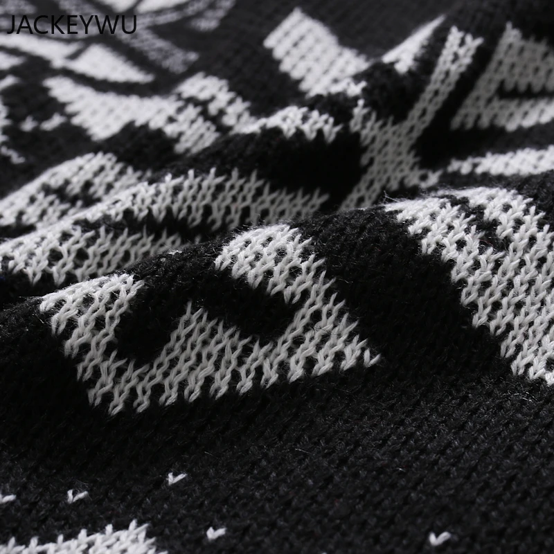 Winter Christmas Sweater Men Casual Roundneck Sweaters Deer Knitted Pullover Hip Hop Jumper Jersey Slim Fit Male Clothes