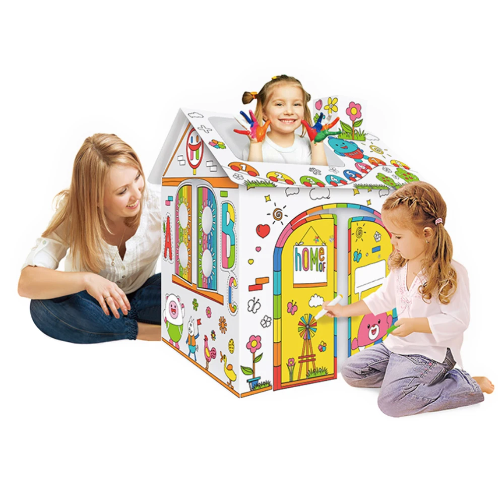 

Kids Drawing Toy DIY Coloured Graffiti House with 6 Color Pen Hand-painted Doodle Paper House Children Early Education Toys Gift