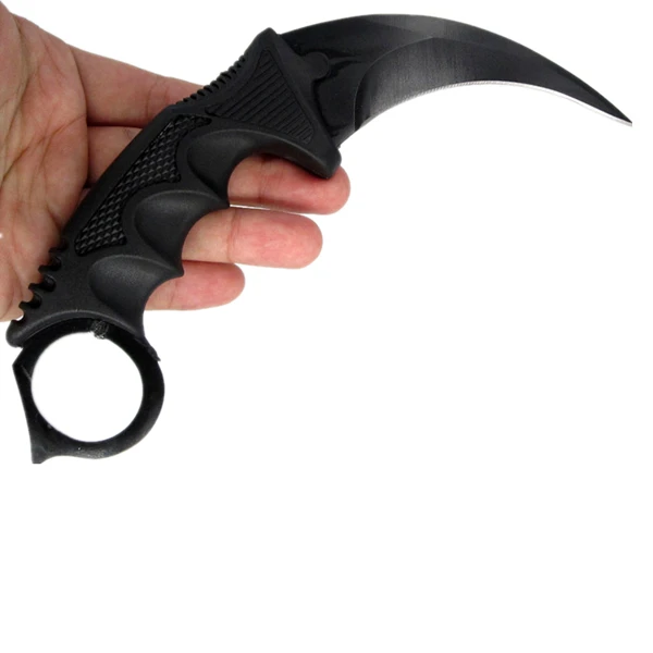 Black Настоящий нож CSGO Counter Strike Karambit с фиксированным лезвием, тактический охотничий Радужный нож для выживания, нож с зубами тигра s - Цвет: Black
