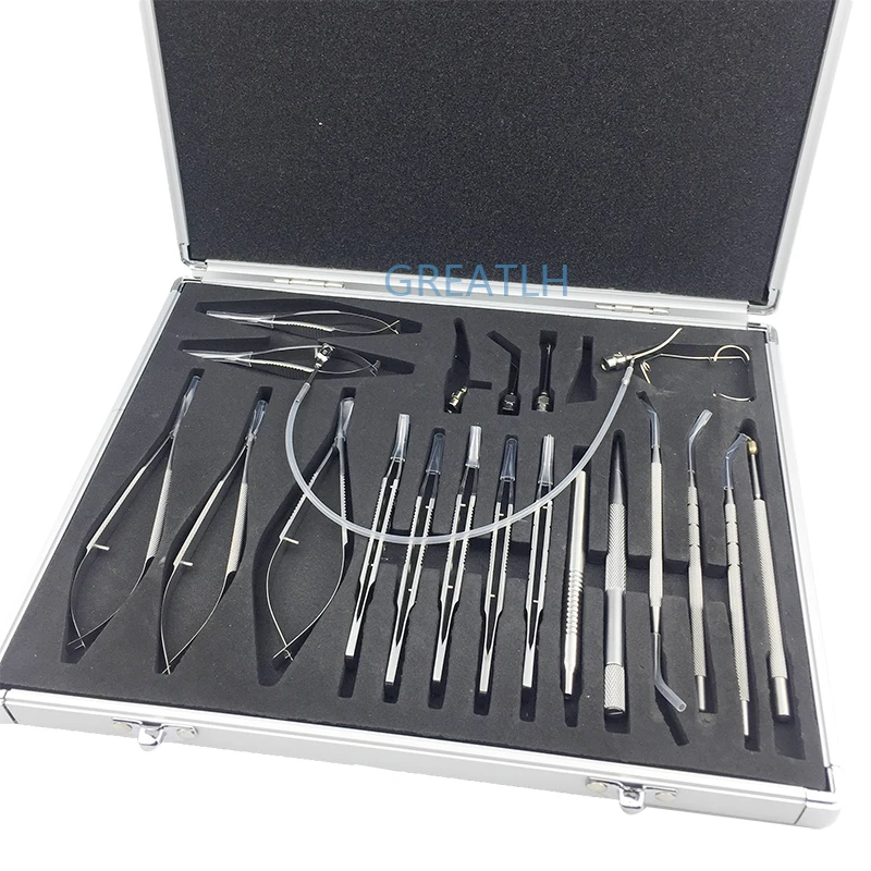 

Ophthalmic Needle Holder Micro Tweezers Scissors 21Pcs/set Cataracl and Intraocular Lens Implantation Surgery Tools