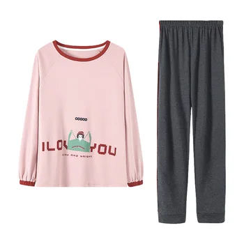 

Pajamas women autumn cotton long-sleeved cute Japanese sweet girl Korean home service two-piece